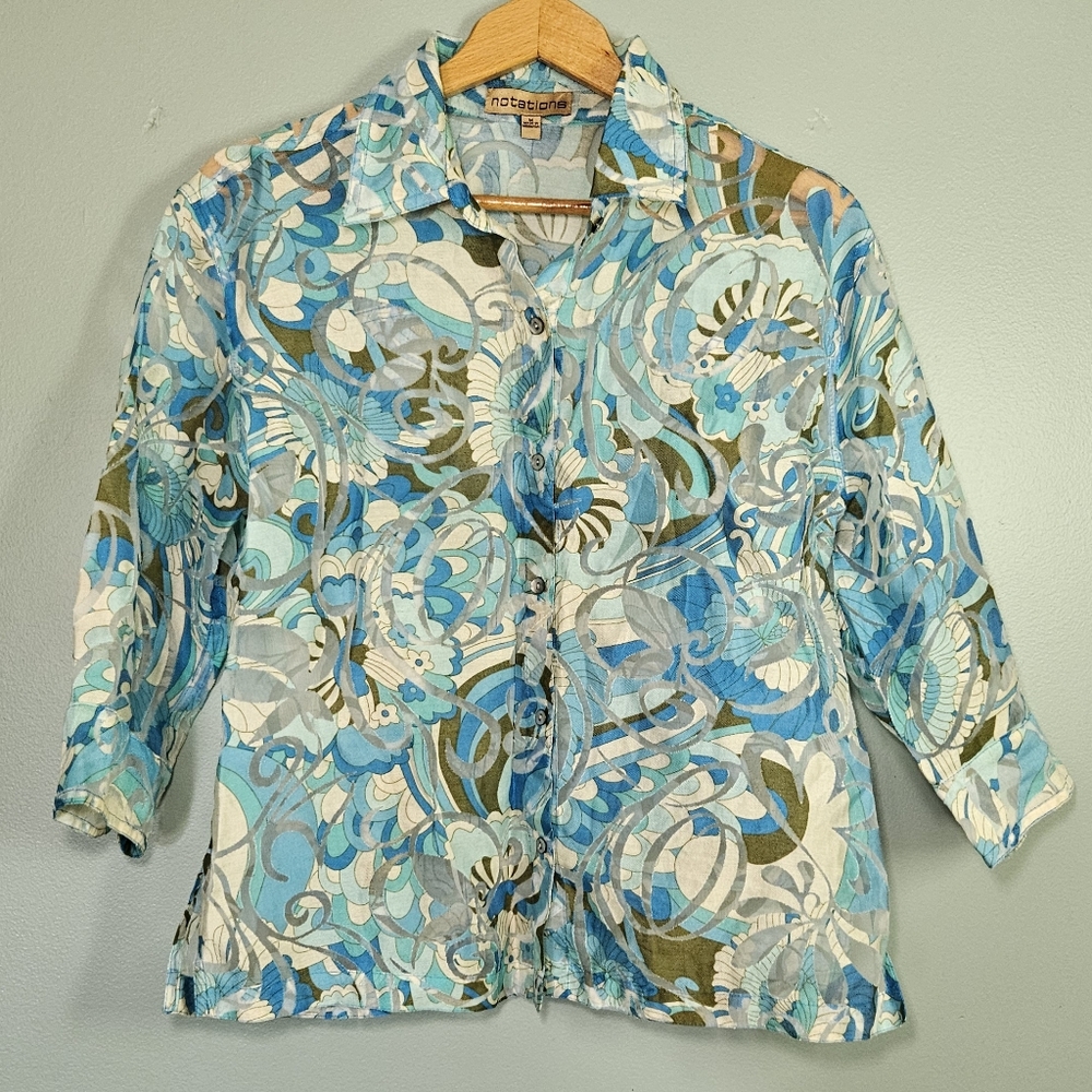 Unique linen blend button-down shirt | Size M | Notations